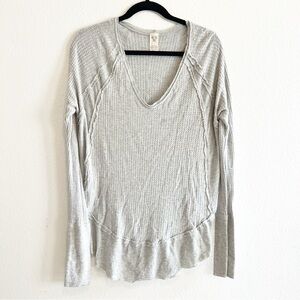 Free People We the free Catalina thermal waffle knit V neck long sleeve top